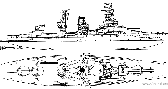 Боевой корабль IJN Nagato 1944 [Battleship] - чертежи, габариты, рисунки